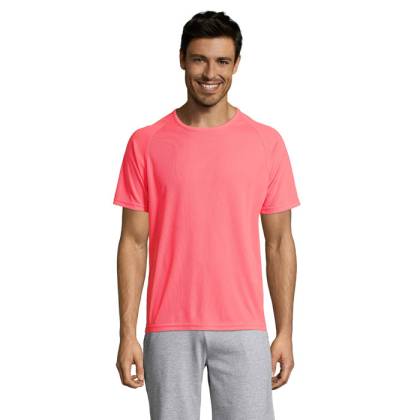 МЪЖКА ТЕНИСКА ОТ ДИШАЩ ПОЛИЕСТЕР SPORTY, КОРАЛ